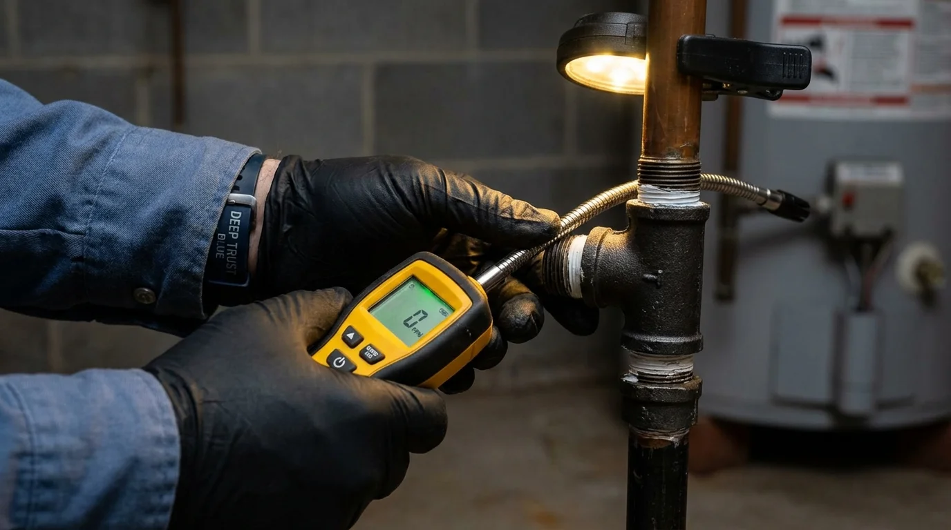 Gas leak detection with electronic sniffer by Johns Plumbing LLC in Park Rapids